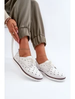 Bílé dámské kožené polobotky model 21655697 - S.Barski