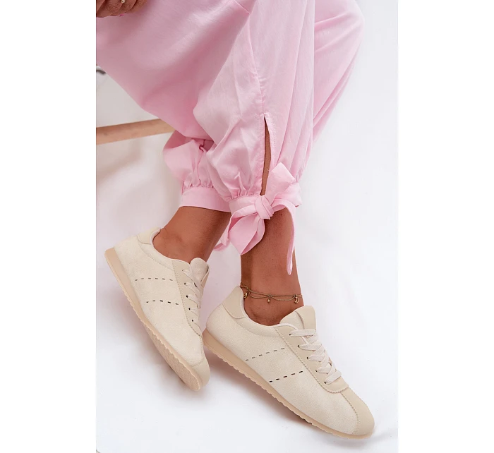 Dámské tenisky z eko semiše nízké světle béžové Melvelin