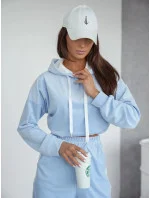 Světle modrý dámský velurový teplákový komplet s lampasy model 20980113 - Moon