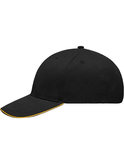 Daiber MB 6541 Lehce broušená 6 panelová sandwich kšiltovka 03.6541 black/gold yellow Daiber MB 6541 Lehce broušená 6 panelová sandwich kšiltovka 03.6541 black/gold yellow