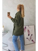 Zateplená bunda s vázáním v pase khaki barvy Zateplená bunda s vázáním v pase khaki barvy