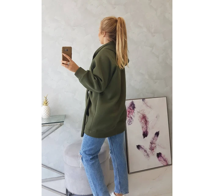 Zateplená bunda s vázáním v pase khaki barvy Zateplená bunda s vázáním v pase khaki barvy