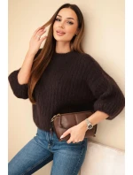 Dámský model 21803199 svetr s 3/4 rukávem hnědý - K-Fashion