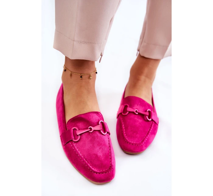 Semišové mokasíny se zdobením Fuchsiové model 21596222 - Boto