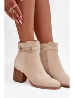 Dámské zimní boty na podpatku s ozdobným páskem béžové Galissa Dámské zimní boty na podpatku s ozdobným páskem béžové Galissa