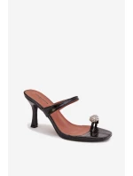 Dámské lodičky na jehlové podpatku s ozdobným detailem Černé Lorissa