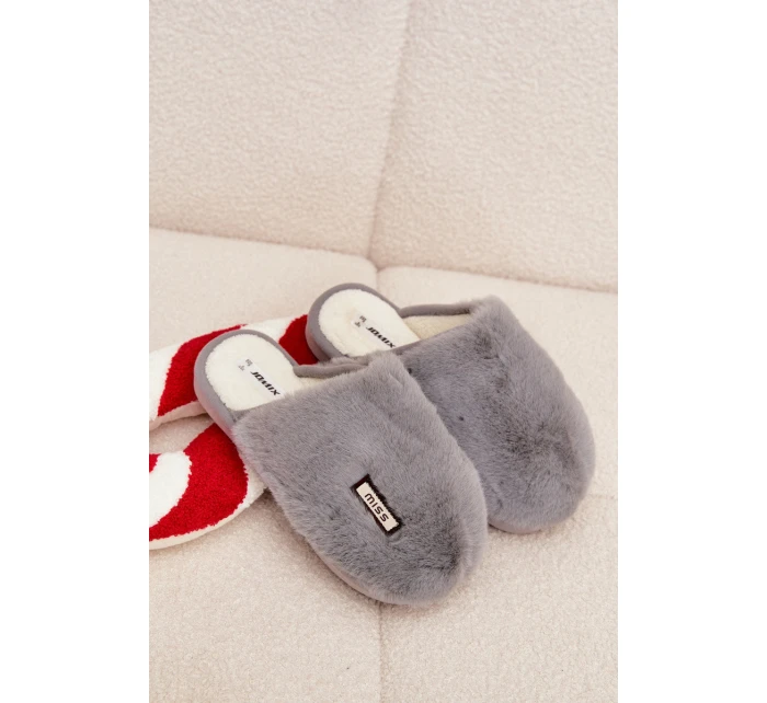 Dámské huňaté pantofle – šedé Belinna Dámské huňaté pantofle – šedé Belinna