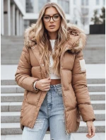 Dámská zimní prošívaná bunda s kapucí FashionStreet camel TY5508