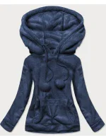 Tmavě modrá dámská plyšová mikina model 15512698 - J.STYLE Tmavě modrá dámská plyšová mikina model 15512698 - J.STYLE