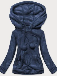 Tmavě modrá dámská plyšová mikina model 15512698 - J.STYLE