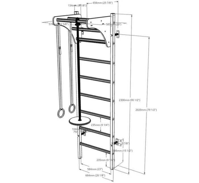 GYMNASTICKÝ STŮL ZE DŘEVA A KOVU S DŘEVĚNOU TYČÍ A PŘÍSLUŠENSTVÍM BENCHK 211W A204 dětské
