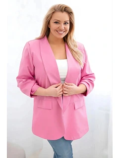 Dámské sako Plus Size elegantní světle růžové