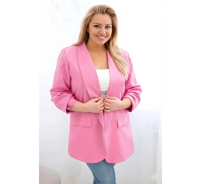 Dámské sako Plus Size elegantní světle růžové Dámské sako Plus Size elegantní světle růžové