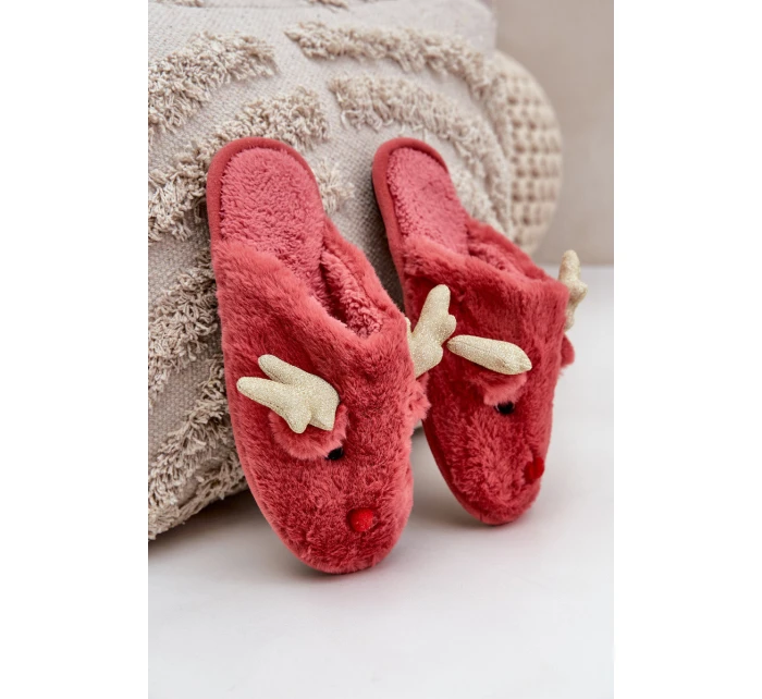 Vánoční Pantofle S Motivem Sobů Korálové Asielle Vánoční Pantofle S Motivem Sobů Korálové Asielle