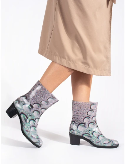 Trendy dámské vícebarevné gumáky na širokém podpatku Trendy dámské vícebarevné gumáky na širokém podpatku