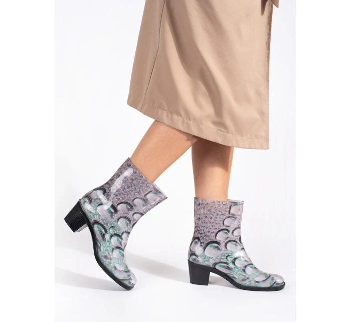 Trendy dámské vícebarevné gumáky na širokém podpatku Trendy dámské vícebarevné gumáky na širokém podpatku