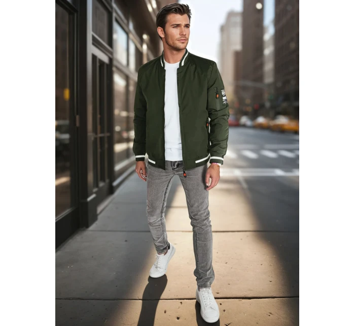 Pánská přechodná bunda bomber zelená FashionStreet TX5024 Pánská přechodná bunda bomber zelená FashionStreet TX5024