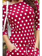 Dámské sportovní šaty v bordó barvě s zavazováním a kapsičkami model 7845431 - numoco