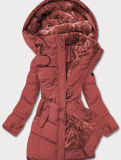 Dámská zimní prošívaná bunda v cihlové barvě (2M-963)