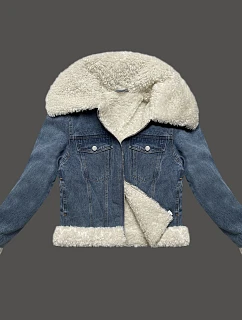 Džínová bunda s podšívkou z jehněčí kůže J Style blue/ecru (11Z8217)