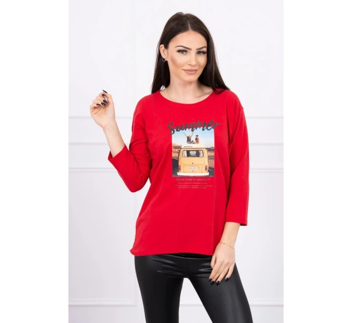 Halenka s potiskem Letní auto červená