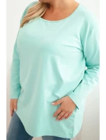 Dámská blůza Plus Size s lodičkovým výstřihem mátová Dámská blůza Plus Size s lodičkovým výstřihem mátová