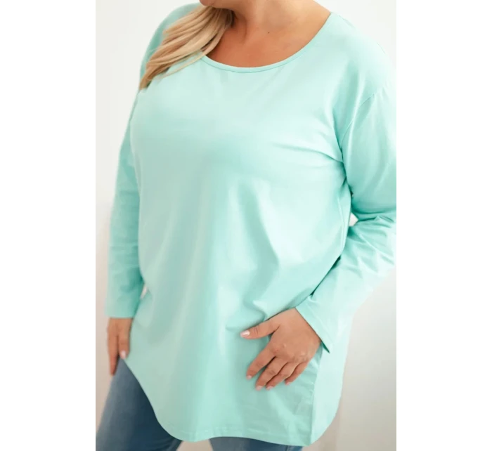 Dámská blůza Plus Size s lodičkovým výstřihem mátová Dámská blůza Plus Size s lodičkovým výstřihem mátová