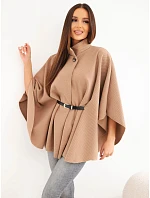 Dámské pončo s páskem a vysokým límcem barva camel Dámské pončo s páskem a vysokým límcem barva camel