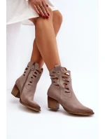 Kožené boty s výstřihy Maciejka 06412-04 Beige Kožené boty s výstřihy Maciejka 06412-04 Beige