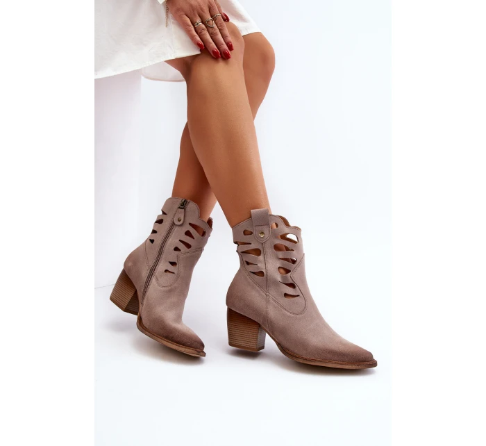 Kožené boty s výstřihy Maciejka 06412-04 Beige Kožené boty s výstřihy Maciejka 06412-04 Beige