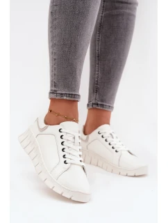 Kožené dámské polobotky Vinceza 41493 Bílé