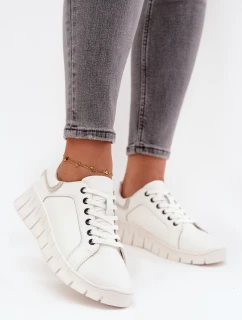 Kožené dámské polobotky model 21708314 Bílé - VINCEZA