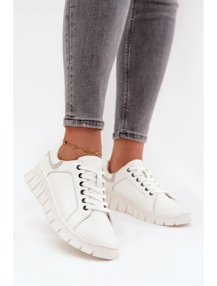 Kožené dámské polobotky Vinceza 41493 Bílé