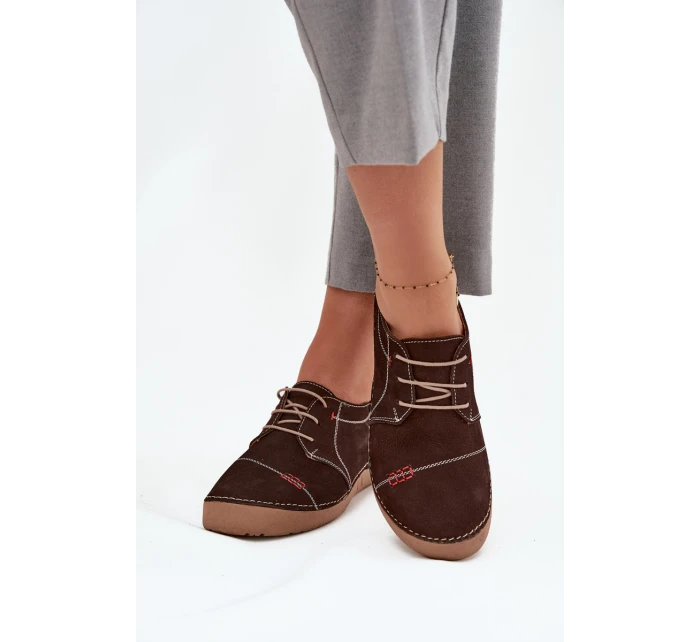 Kožené dámské polobotky s prošitím Artiker 57C2114 hnědé