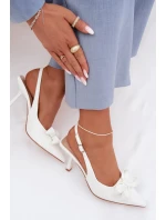 Dámské sandály na podpatku s mašlí bílé Jonera