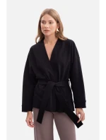 B297 Pletené sako bez límce s otevřenou přední částí - černé B297 Pletené sako bez límce s otevřenou přední částí - černé