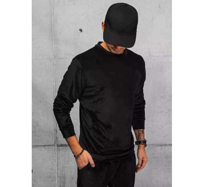 Pánská černá velurová mikina FashionStreet BX5534