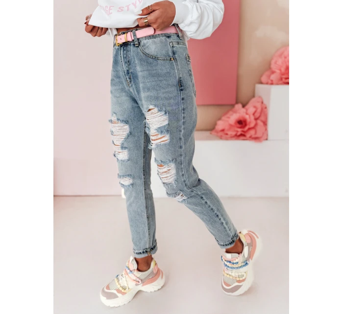 Dámské džínové kalhoty mom fit s dírami MOMVIBE blue FashionStreet UY2459