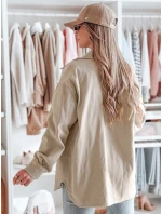 Dámská přechodná košilová bunda oversize KOSMOJACK j.beige FashionStreet TY4842