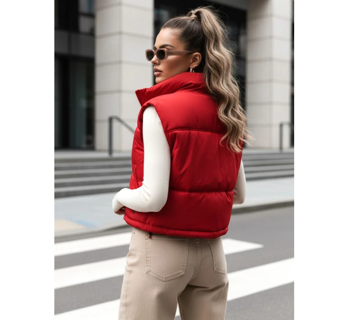 FashionStreet dámská prošívaná červená vesta TY5198