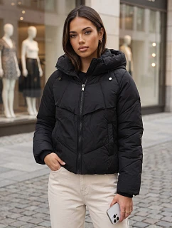 Dámská zimní prošívaná bunda s kapucí, černá, FashionStreet TY6082