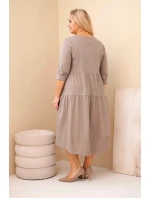 Dámská bavlněná model 21800785 Plus Size s volány a ohrnutým rukávem fango - K-Fashion Dámská bavlněná model 21800785 Plus Size s volány a ohrnutým rukávem fango - K-Fashion