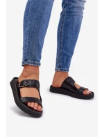 Kožené Dámské Sandały Na Platformě Černé Zazoo 3024