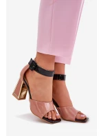 Lakované Dámské Sandály Na Podpatku model 21695396 Růžové - VINCEZA