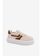 Dámské tenisky na platformě s eko semišem béžové Cadrina Dámské tenisky na platformě s eko semišem béžové Cadrina