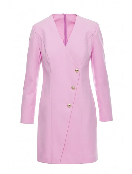Šaty model 22313034 Blazer se zlatým knoflíkem – bonbónově růžové - Moe Šaty model 22313034 Blazer se zlatým knoflíkem – bonbónově růžové - Moe