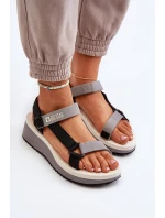 Dámské sandály na platformě a klínku Big Star šedá Dámské sandály na platformě a klínku Big Star šedá