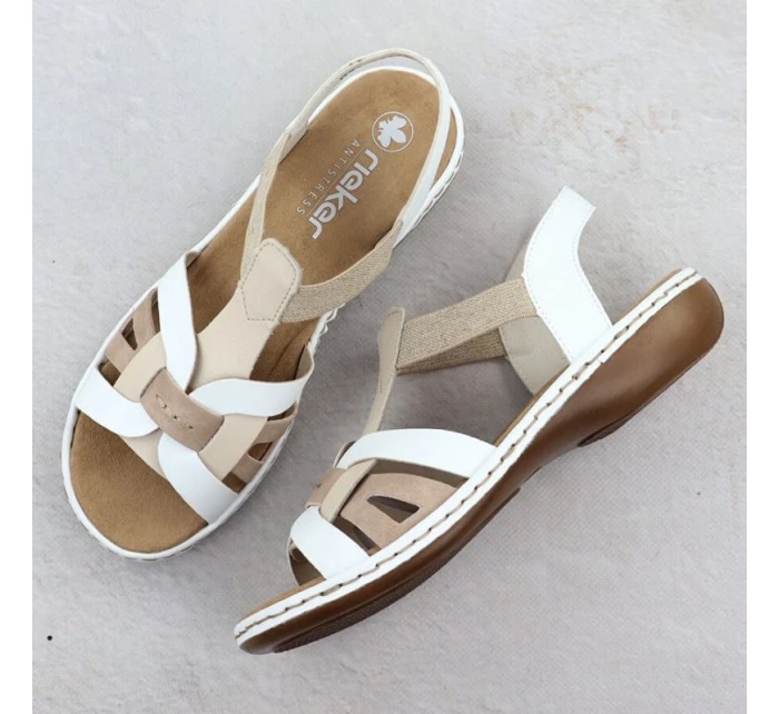 Pohodlné dámské nazouvací sandály bílé model 21904731 - Rieker