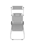 Skládací plážové lehátko se stříškou na kolečkách 116x62x62-90CM šedé Skládací plážové lehátko se stříškou na kolečkách 116x62x62-90CM šedé
