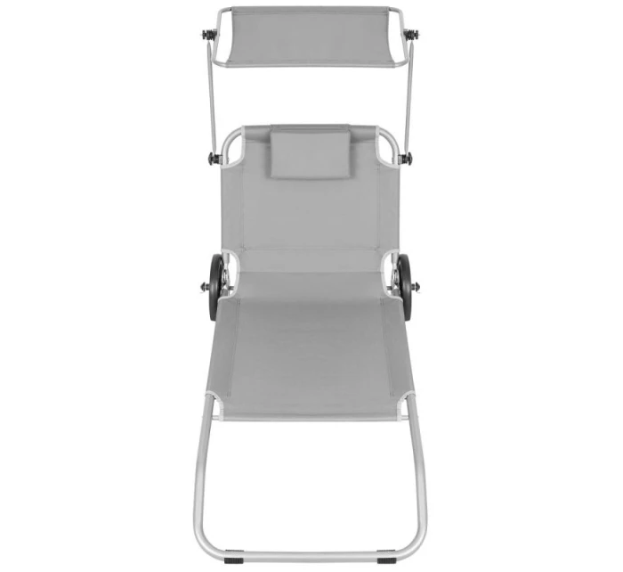 Skládací plážové lehátko se stříškou na kolečkách 116x62x62-90CM šedé Skládací plážové lehátko se stříškou na kolečkách 116x62x62-90CM šedé